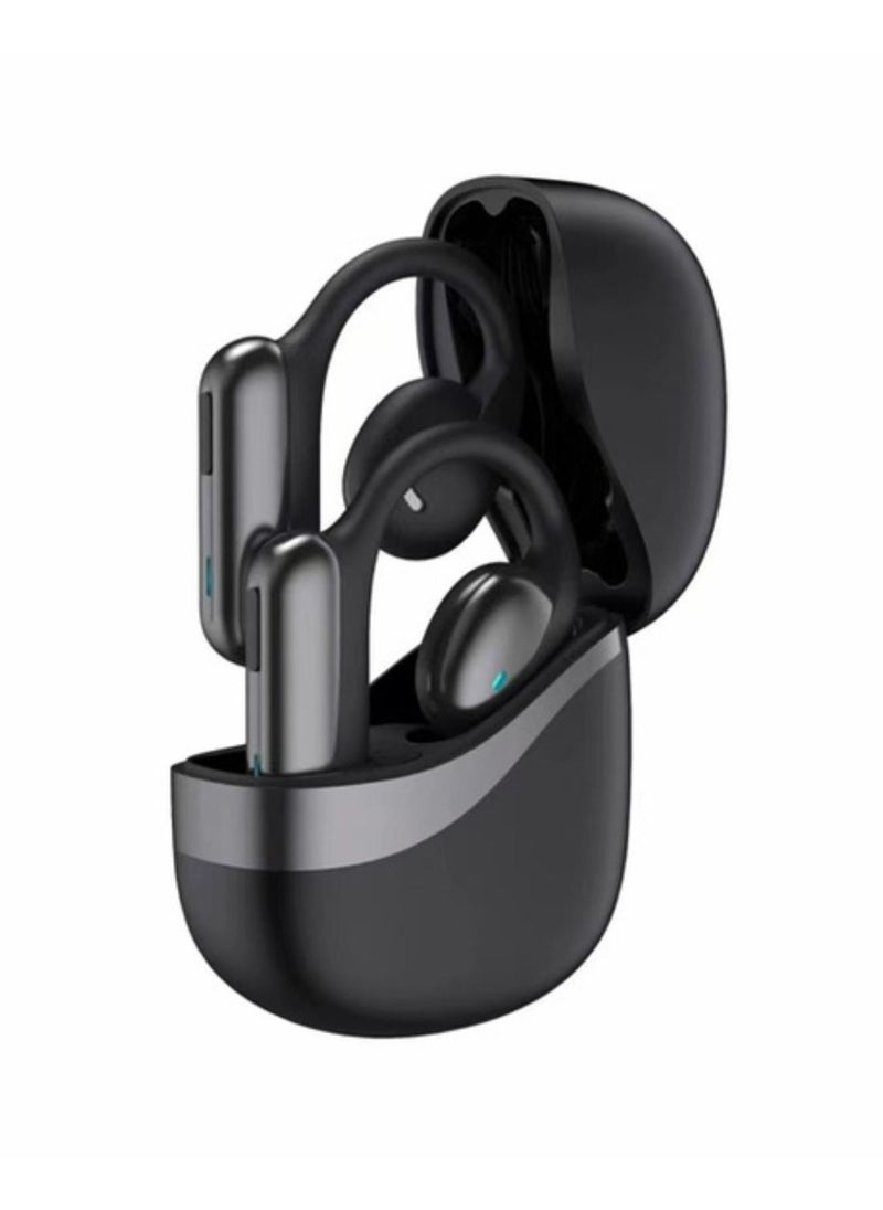 Air Conduction TWS Earbuds with Semi Transparent Case - Black