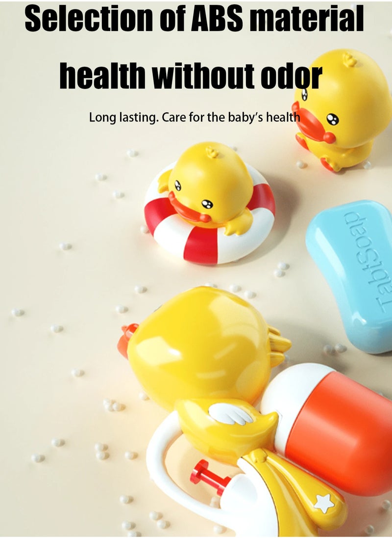 Adorable 8-Piece Little Yellow Duck Bath Toy Set for Kids – Made from Safe, Non-Toxic ABS Material for Smooth and Gentle Skin – Perfect for Splashing and Playing in the Tub or Pool, Encouraging Fun