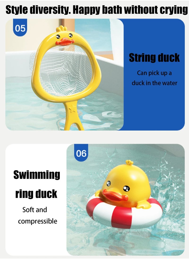 Adorable 8-Piece Little Yellow Duck Bath Toy Set for Kids – Made from Safe, Non-Toxic ABS Material for Smooth and Gentle Skin – Perfect for Splashing and Playing in the Tub or Pool, Encouraging Fun