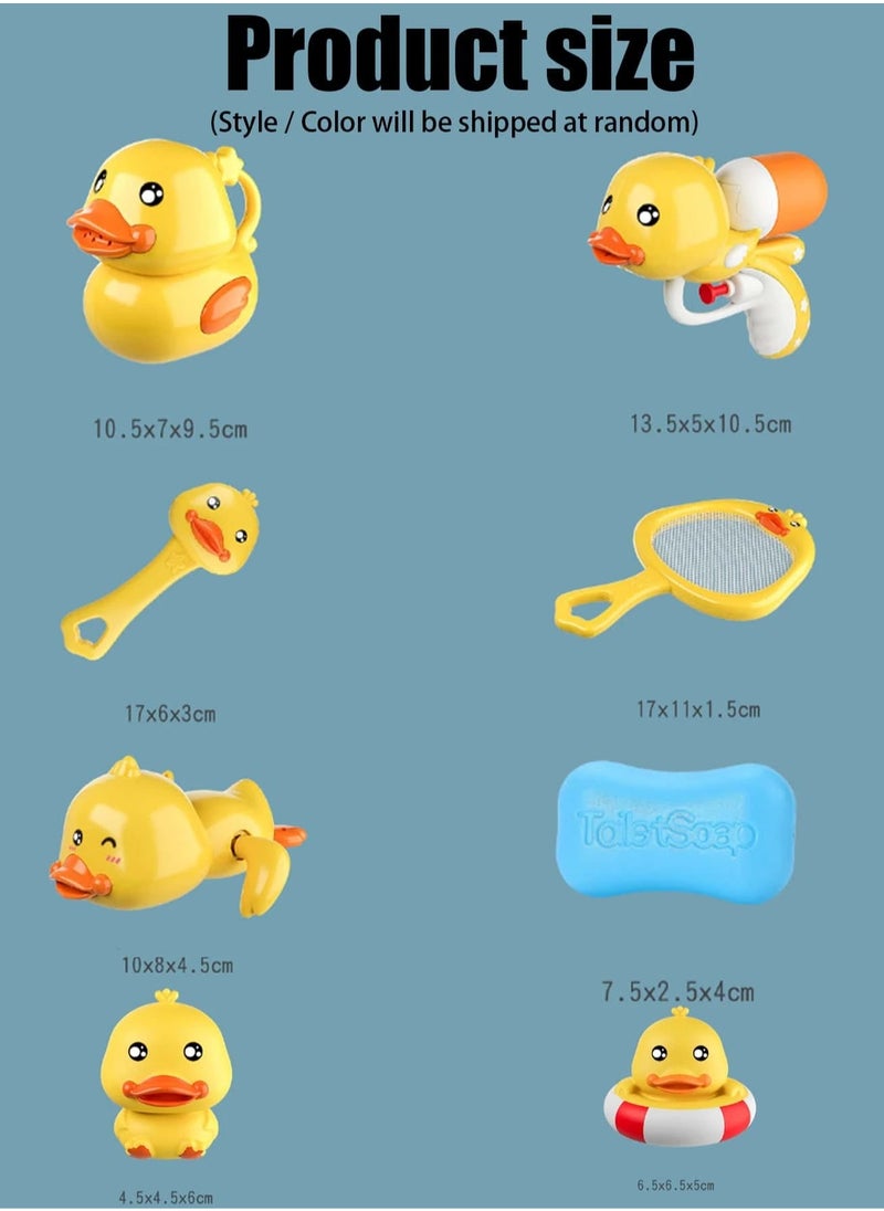 Adorable 8-Piece Little Yellow Duck Bath Toy Set for Kids – Made from Safe, Non-Toxic ABS Material for Smooth and Gentle Skin – Perfect for Splashing and Playing in the Tub or Pool, Encouraging Fun