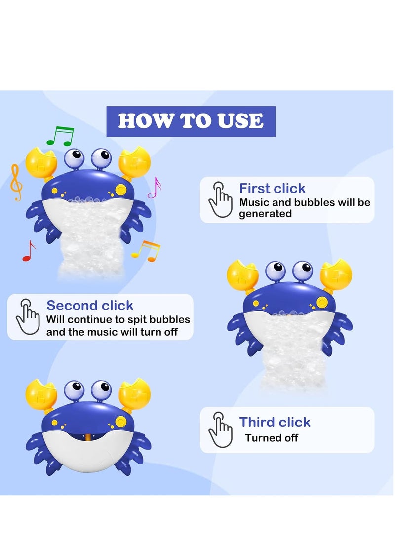 Crab Bubble Machine Bath Toy, Automatic Bubble Maker Baby Bath Toys, Blow Bubbles and Plays Children’s Songs, Birthday Gift for Kids Blue