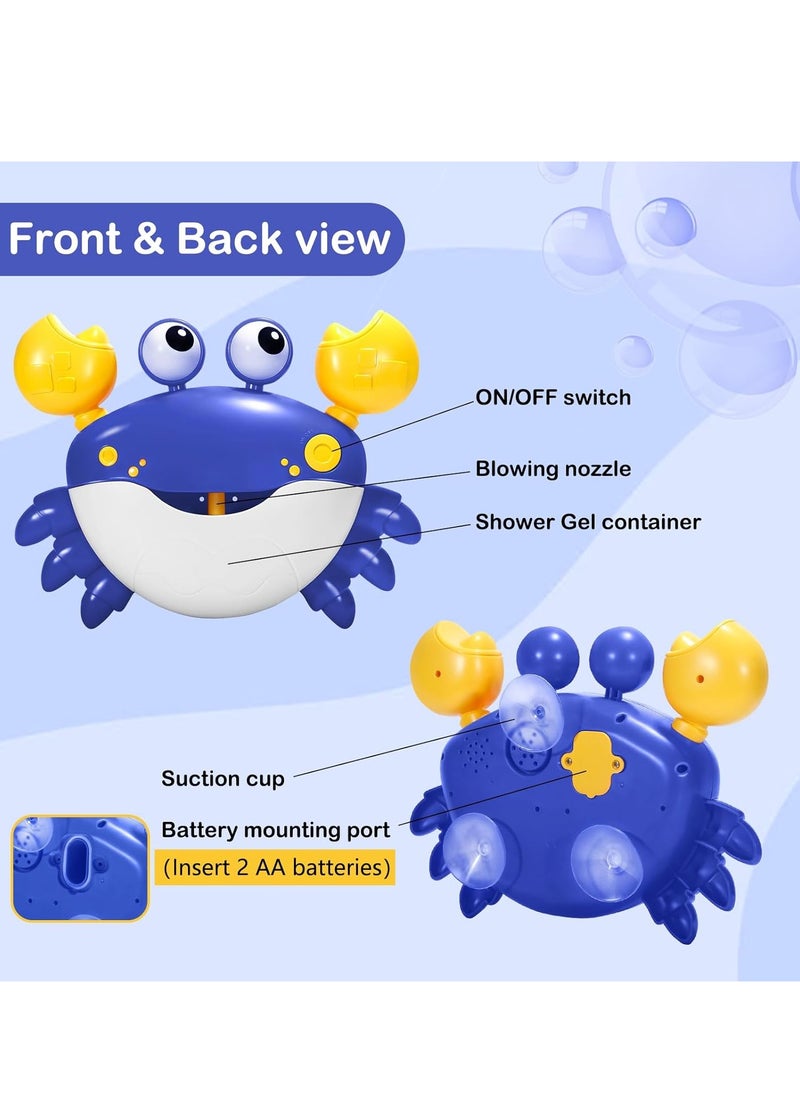 Crab Bubble Machine Bath Toy, Automatic Bubble Maker Baby Bath Toys, Blow Bubbles and Plays Children’s Songs, Birthday Gift for Kids Blue