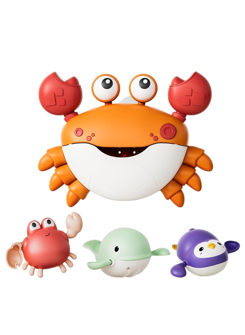 Crab Bubble Machine Bath Toy with 3 Pack Wind-up Poor Toys, Automatic Bubble Maker Baby Bath Toys, Blow Bubbles and Plays Children’s Songs, Birthday Gift for Kids