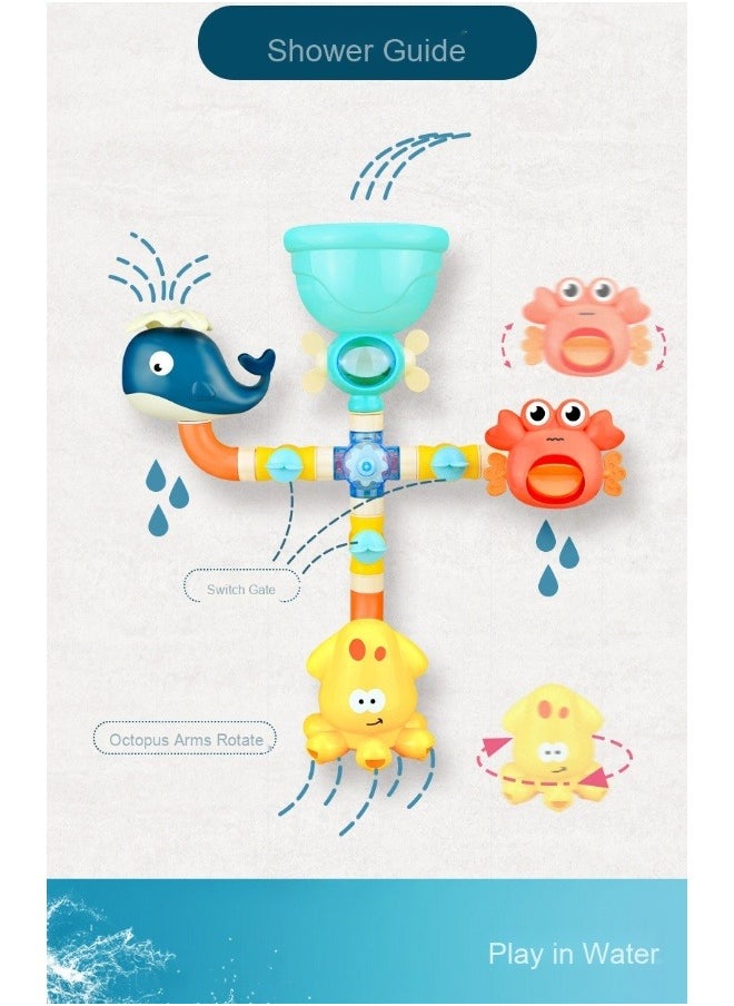 Safe Colorful Waterwheel Bathing Bath Time Fun Splash Toys Baby Bath Toys Fun Simple Skin Friendly Physics Educational Bathtub Water Toy for Boys Girls Toddlers