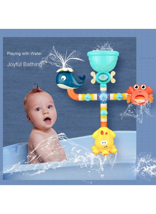 Safe Colorful Waterwheel Bathing Bath Time Fun Splash Toys Baby Bath Toys Fun Simple Skin Friendly Physics Educational Bathtub Water Toy for Boys Girls Toddlers