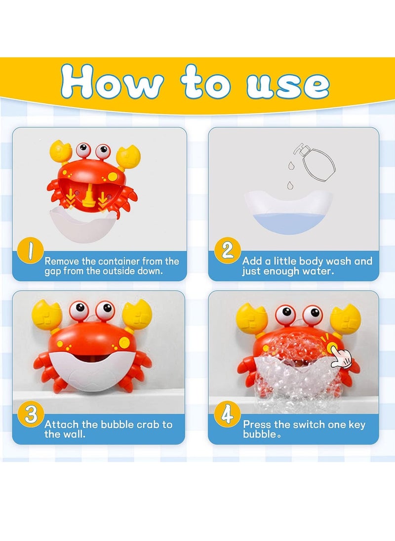 Crab Bubble Machine Bath Toy, Automatic Bubble Maker Baby Bath Toys, Blow Bubbles and Plays Children’s Songs, Birthday Gift for Kids Red