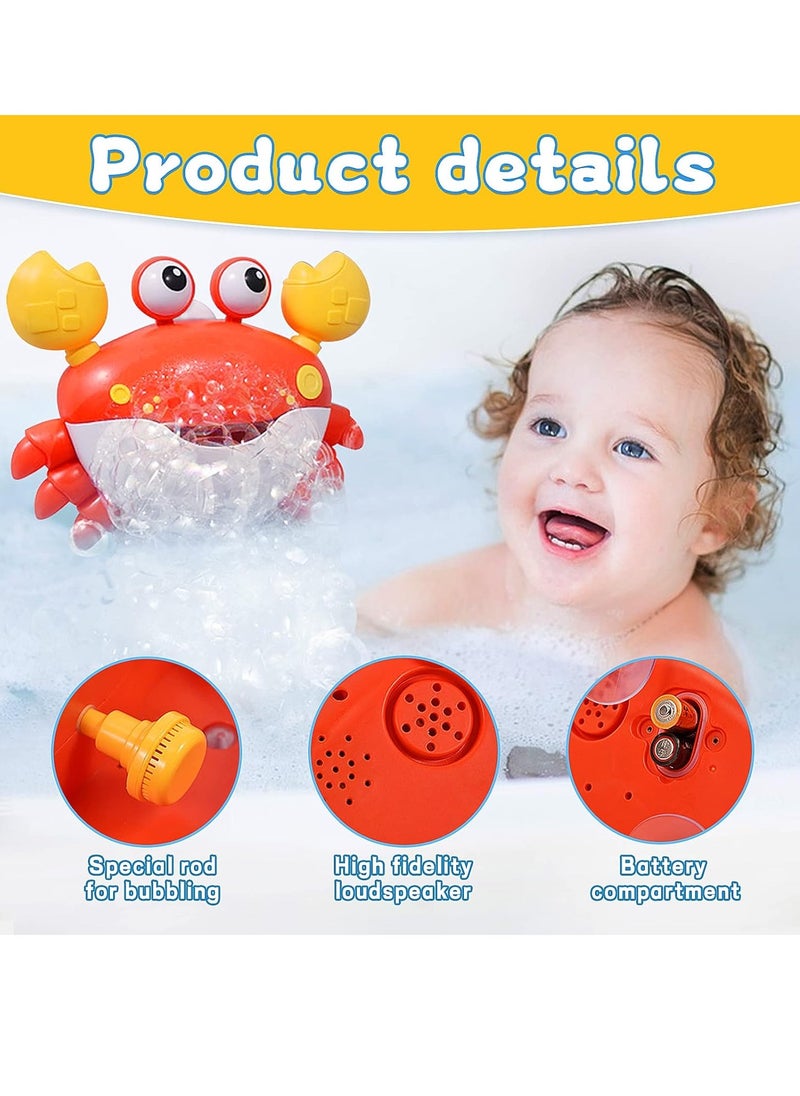 Crab Bubble Machine Bath Toy, Automatic Bubble Maker Baby Bath Toys, Blow Bubbles and Plays Children’s Songs, Birthday Gift for Kids Red