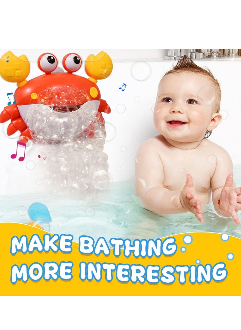 Crab Bubble Machine Bath Toy, Automatic Bubble Maker Baby Bath Toys, Blow Bubbles and Plays Children’s Songs, Birthday Gift for Kids Red