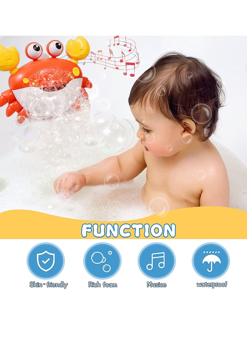 Crab Bubble Machine Bath Toy, Automatic Bubble Maker Baby Bath Toys, Blow Bubbles and Plays Children’s Songs, Birthday Gift for Kids Red