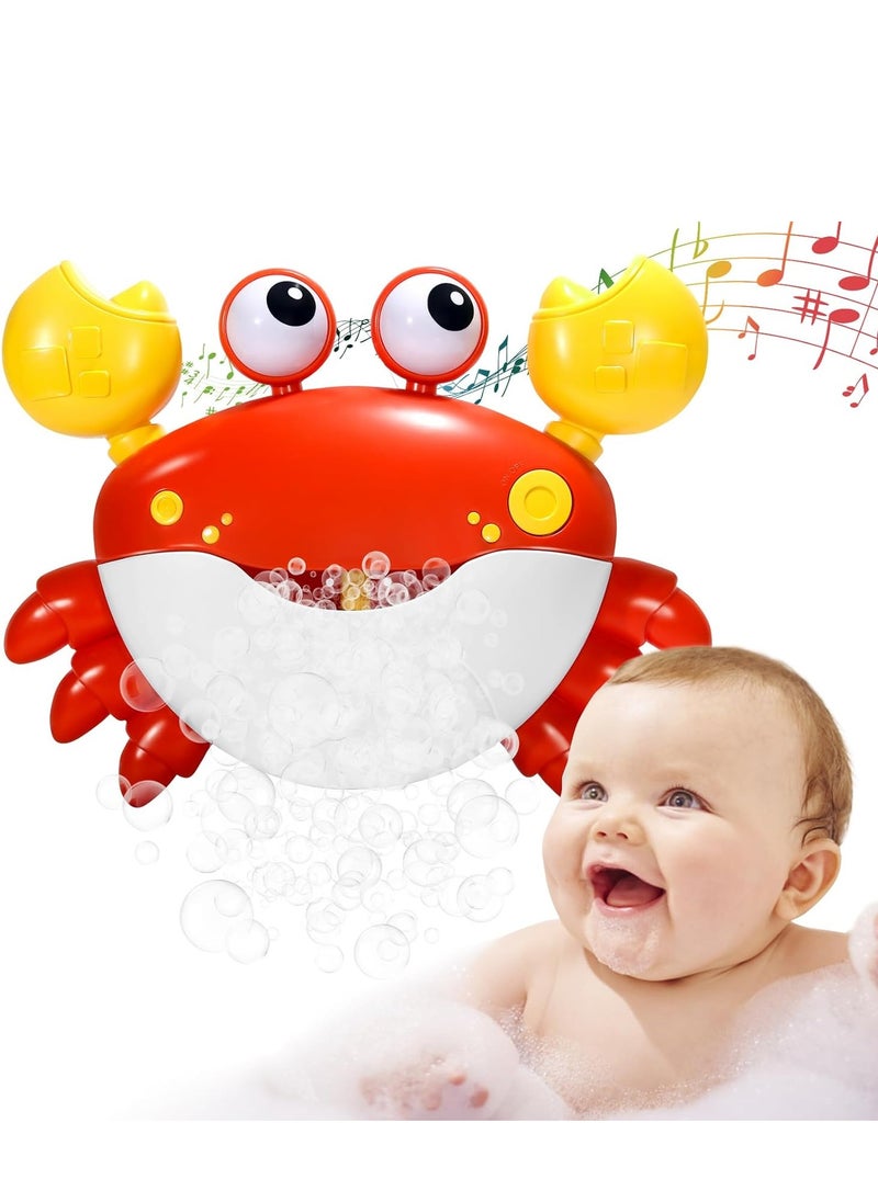 Crab Bubble Machine Bath Toy, Automatic Bubble Maker Baby Bath Toys, Blow Bubbles and Plays Children’s Songs, Birthday Gift for Kids Red