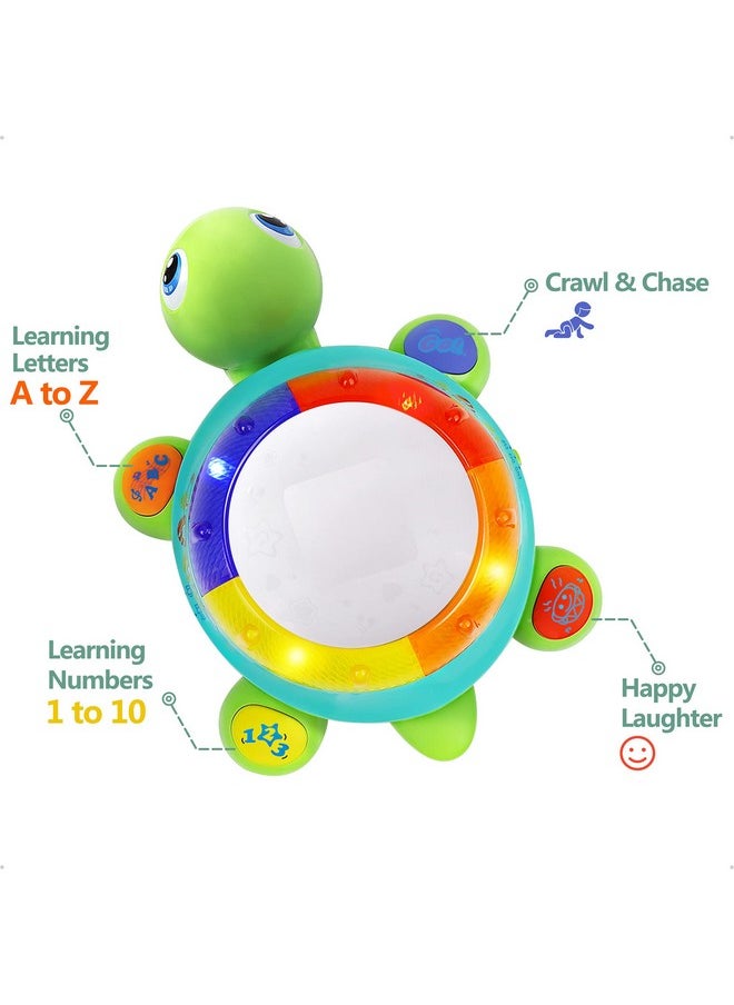 Baby Musical Turtle Toy, Infant Crawling Toys Light Sound, Toddler Spanish English Bilingual Learning Educational, Birthday Gift Stocking Stuffer 6 9 12 18 Month 1 2 3 Year Old Boy Girl