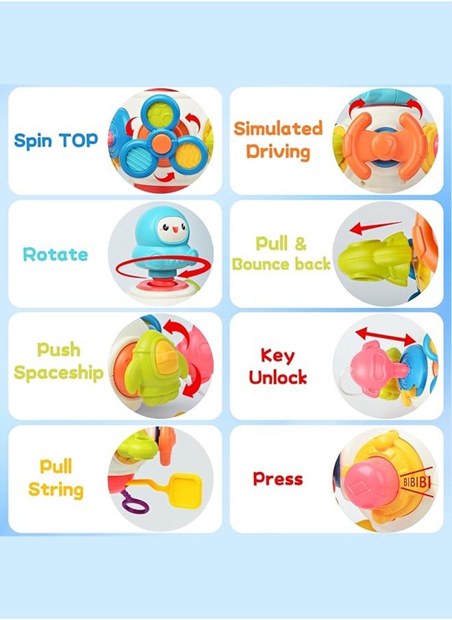 Baby Montessori Toys for 0-2 Year Old Boy Girl, Sensory Toddler Travel Airplane Car Seat Stroller Toys, Learning Fine Motor Skills Pull String Toy Birthday Gifts for Infant Boys（Crab）