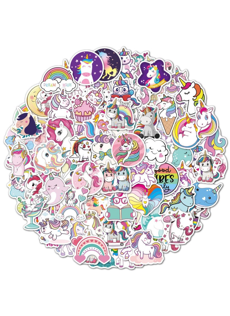 100 PCS Cute Unicorn Stickers Pack Waterproof Vinyl Unicorn Stickers for Water Bottles Notebooks Laptops Phone Pad Colorful Girly Decals for Girls Teens Adults