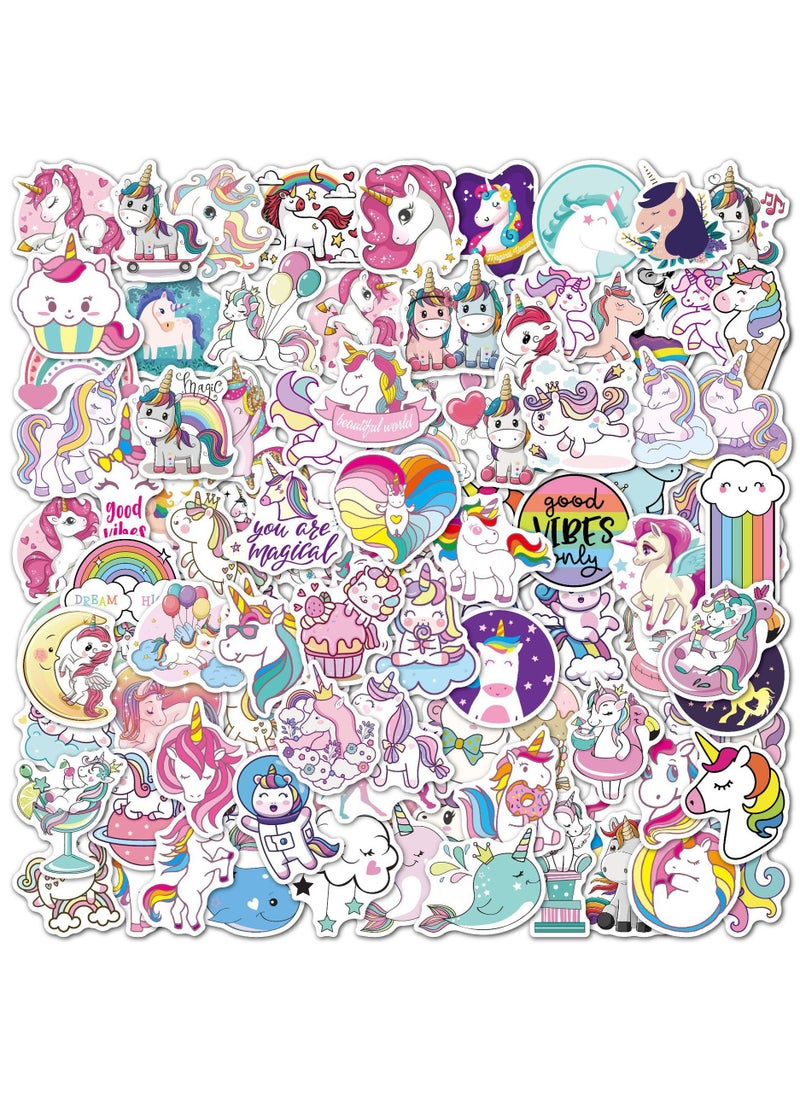 100 PCS Cute Unicorn Stickers Pack Waterproof Vinyl Unicorn Stickers for Water Bottles Notebooks Laptops Phone Pad Colorful Girly Decals for Girls Teens Adults