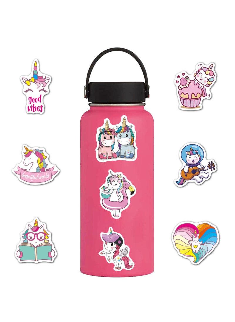 100 PCS Cute Unicorn Stickers Pack Waterproof Vinyl Unicorn Stickers for Water Bottles Notebooks Laptops Phone Pad Colorful Girly Decals for Girls Teens Adults