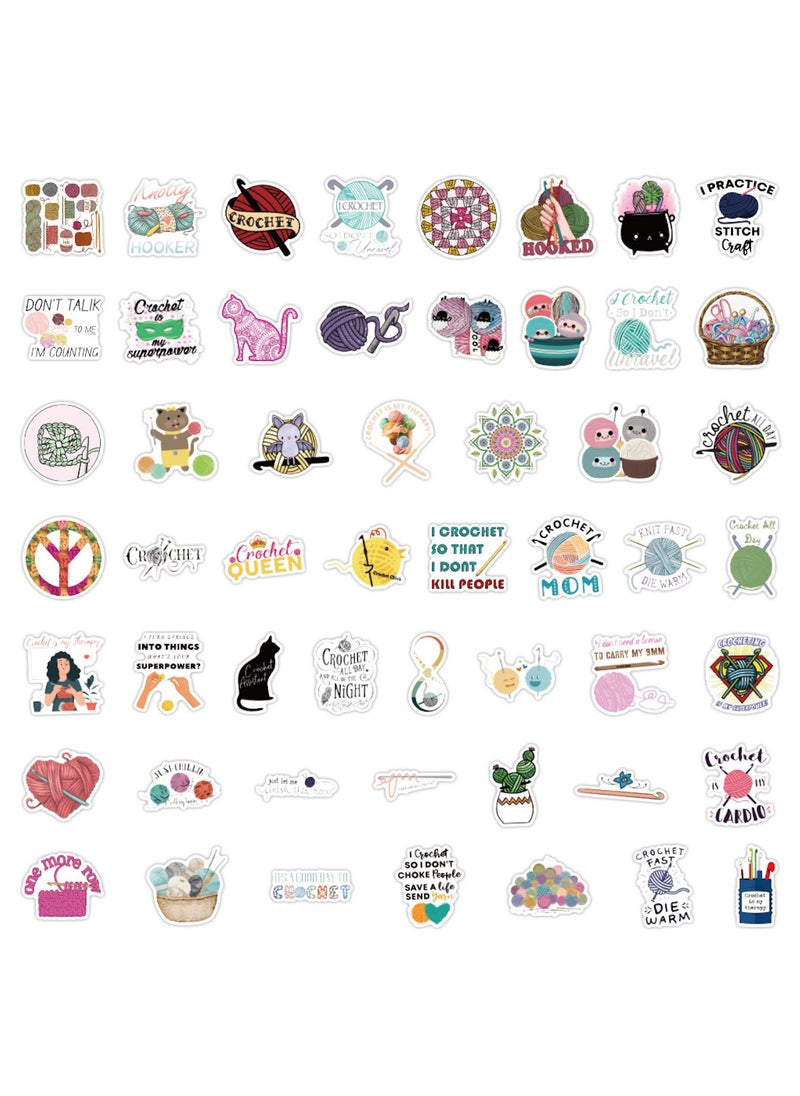 100 Pcs Cartoon Crochet Stickers Cute Stickers for Girls Women Personalized Vinyl Stickers for Water Bottles Scrapbook Laptop Stickers
