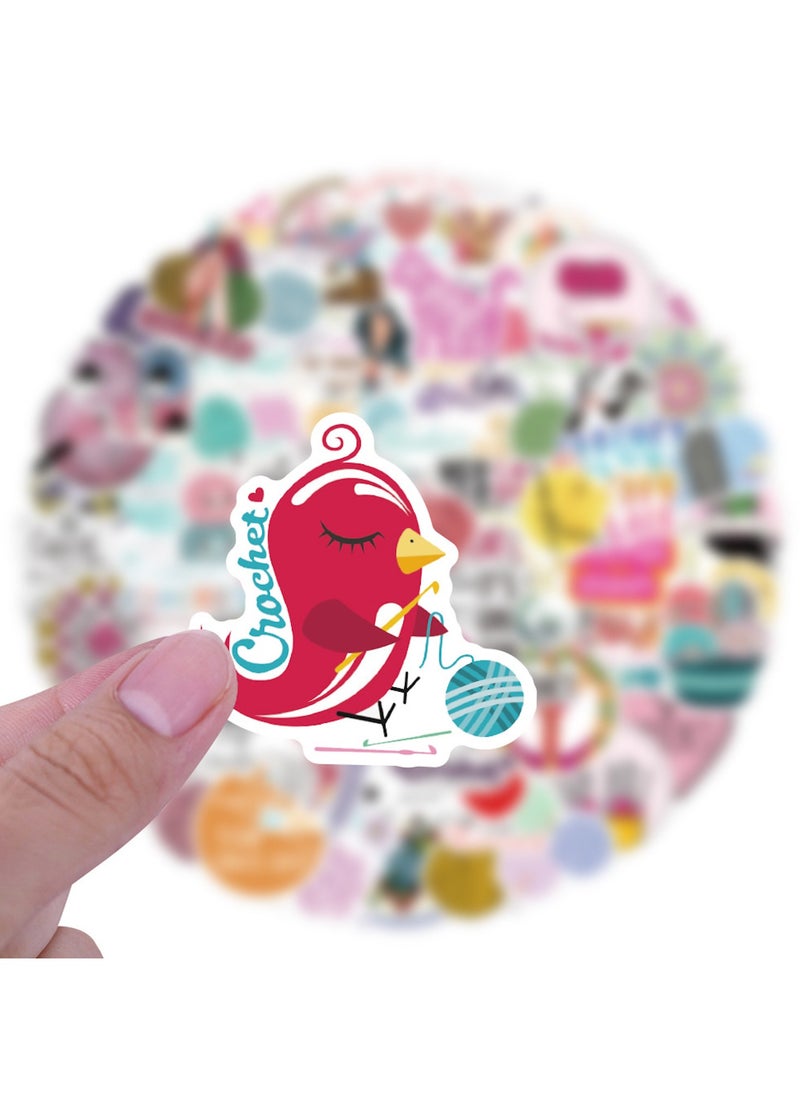 100 Pcs Cartoon Crochet Stickers Cute Stickers for Girls Women Personalized Vinyl Stickers for Water Bottles Scrapbook Laptop Stickers