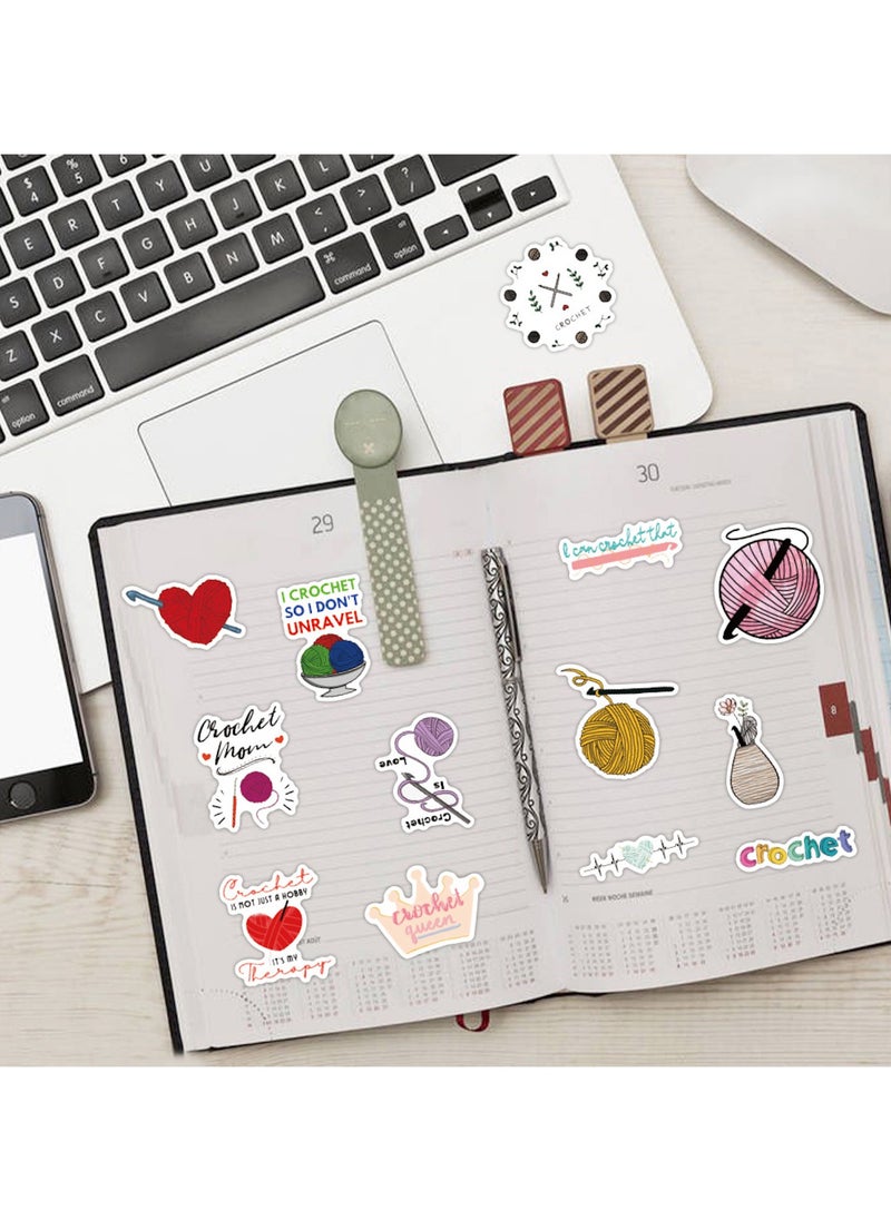 100 Pcs Cartoon Crochet Stickers Cute Stickers for Girls Women Personalized Vinyl Stickers for Water Bottles Scrapbook Laptop Stickers