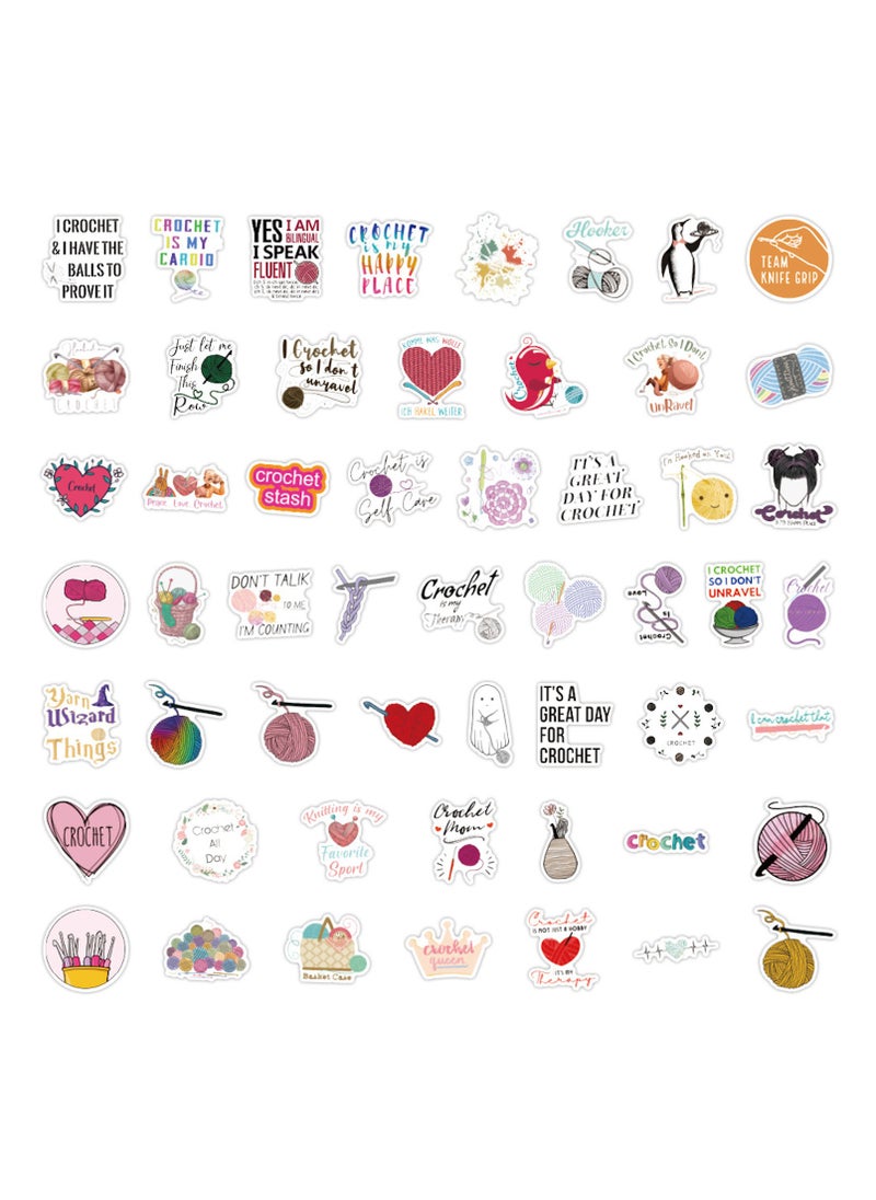 100 Pcs Cartoon Crochet Stickers Cute Stickers for Girls Women Personalized Vinyl Stickers for Water Bottles Scrapbook Laptop Stickers
