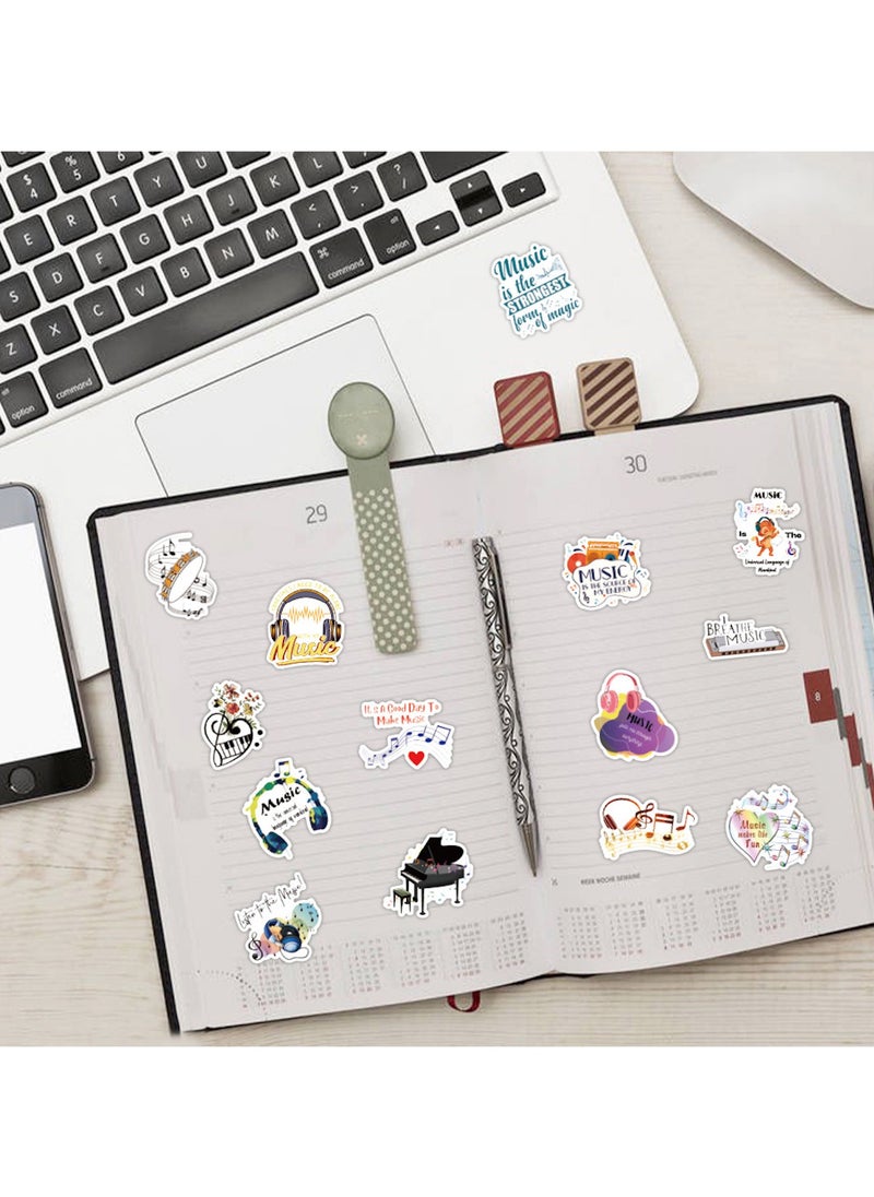 100Pcs Music Stickers Waterproof Vinyl Music Scrapbook Sticker Decal for Water Bottle Laptop Skateboard Guitar Scrapbooking Helmet Car Luggage