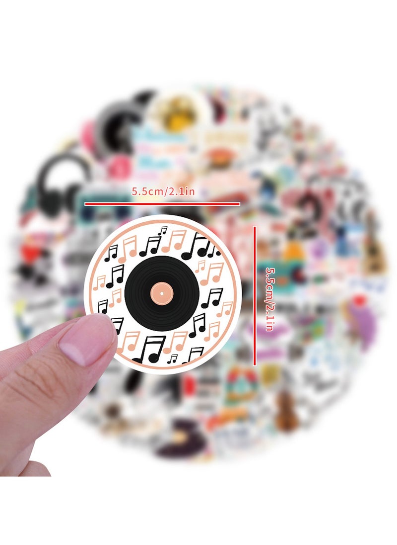 100Pcs Music Stickers Waterproof Vinyl Music Scrapbook Sticker Decal for Water Bottle Laptop Skateboard Guitar Scrapbooking Helmet Car Luggage