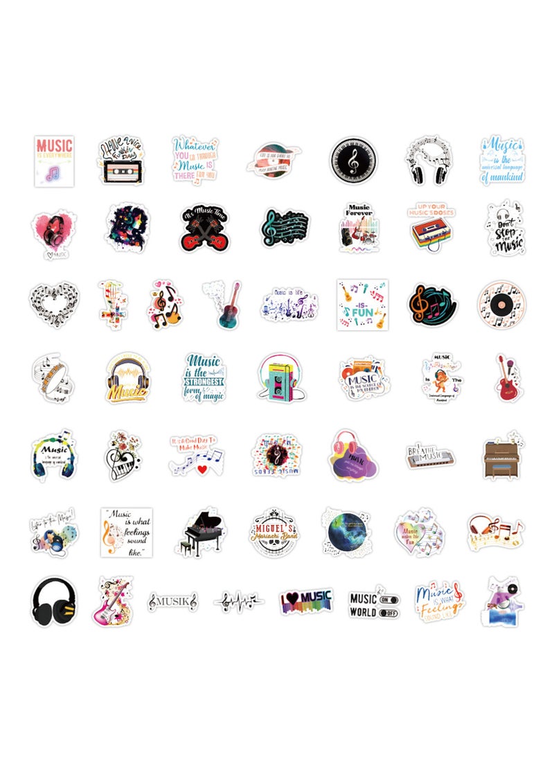 100Pcs Music Stickers Waterproof Vinyl Music Scrapbook Sticker Decal for Water Bottle Laptop Skateboard Guitar Scrapbooking Helmet Car Luggage