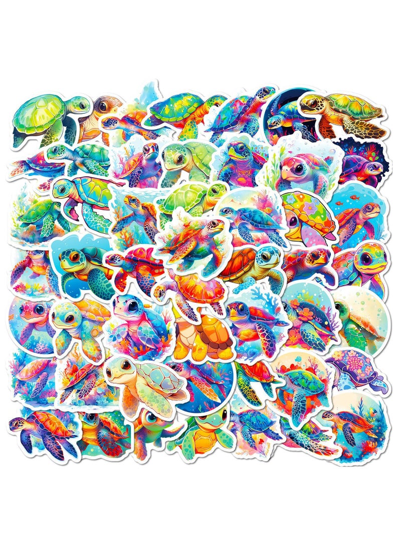 100Pcs Sea Turtle Stickers Cute Cartoon Ocean Animal Vinyl Waterproof Stickers Aesthetic Colorful Sea Turtle Decals for Kids Adults Laptop Water Bottle Phone Skateboard Guitar Luggage Decals