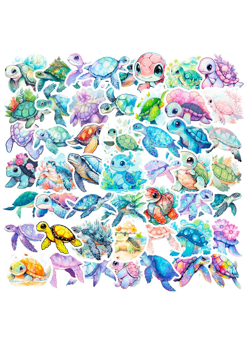 100Pcs Sea Turtle Stickers Cute Cartoon Ocean Animal Vinyl Waterproof Stickers Aesthetic Colorful Sea Turtle Decals for Kids Adults Laptop Water Bottle Phone Skateboard Guitar Luggage Decals