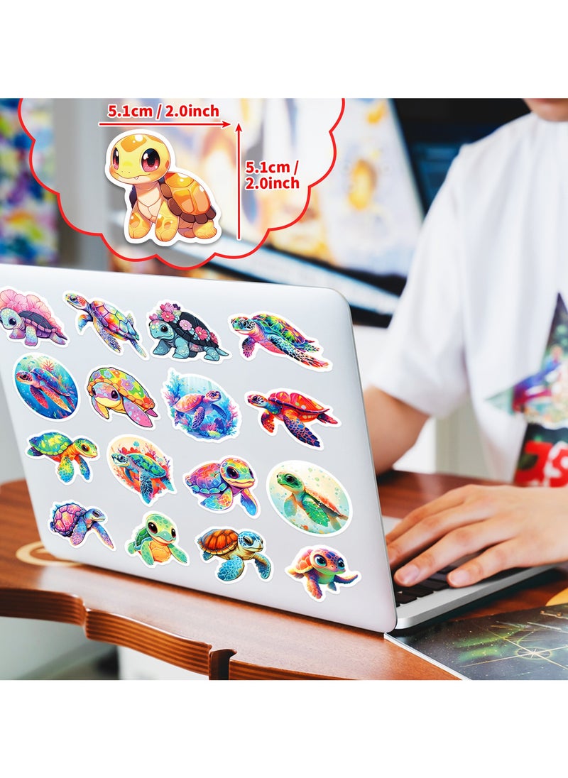 100Pcs Sea Turtle Stickers Cute Cartoon Ocean Animal Vinyl Waterproof Stickers Aesthetic Colorful Sea Turtle Decals for Kids Adults Laptop Water Bottle Phone Skateboard Guitar Luggage Decals