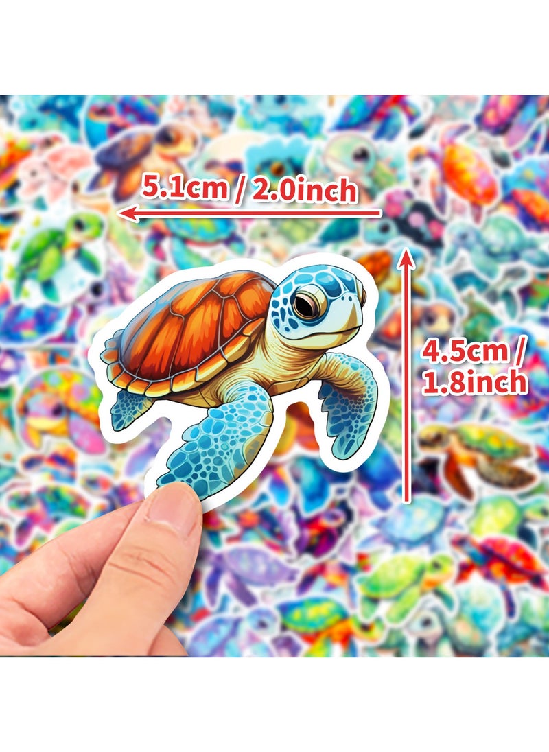 100Pcs Sea Turtle Stickers Cute Cartoon Ocean Animal Vinyl Waterproof Stickers Aesthetic Colorful Sea Turtle Decals for Kids Adults Laptop Water Bottle Phone Skateboard Guitar Luggage Decals