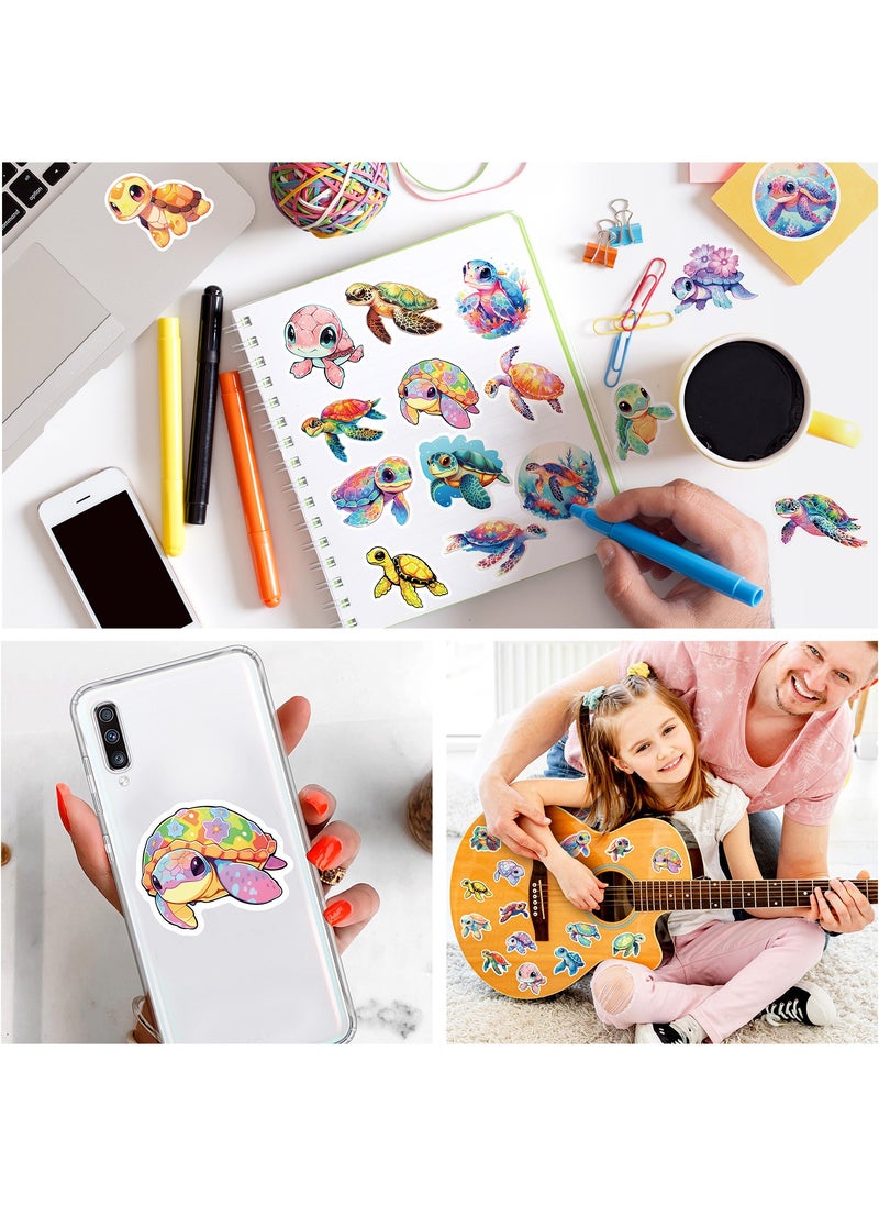 100Pcs Sea Turtle Stickers Cute Cartoon Ocean Animal Vinyl Waterproof Stickers Aesthetic Colorful Sea Turtle Decals for Kids Adults Laptop Water Bottle Phone Skateboard Guitar Luggage Decals