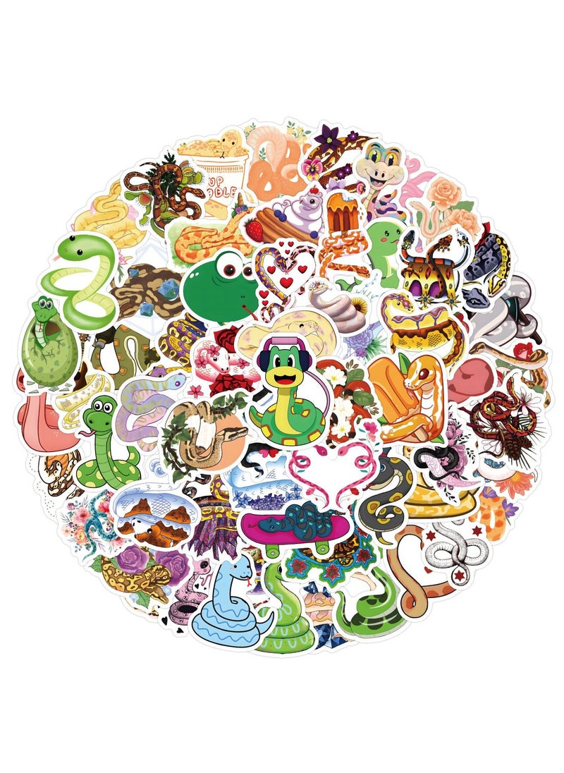 120pcs Snake Stickers for Kids Water Bottles Cute Cartoon Reptile Vinyl Stickers Decals for Laptop Scrapbook Cars Luggage Bike Motorcycle Guitar Bumper Party Favor