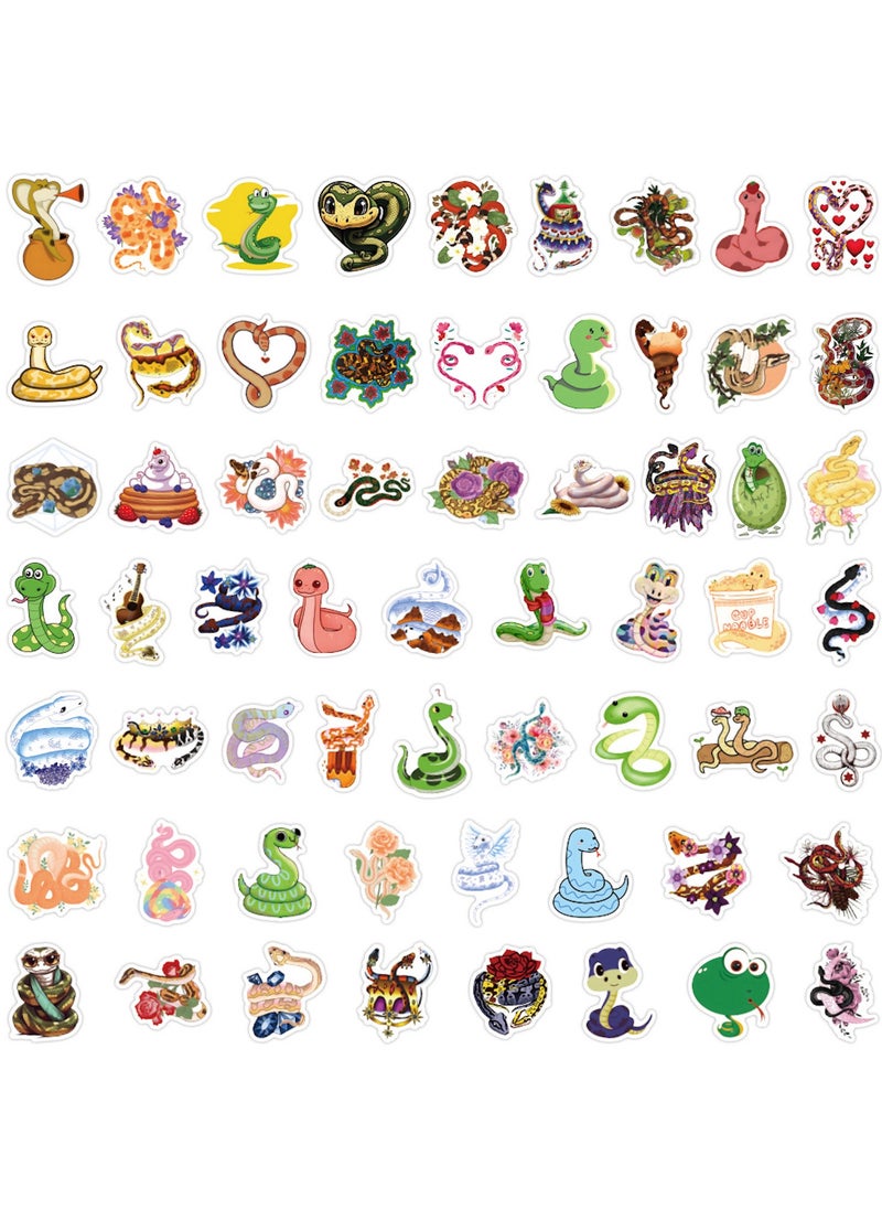 120pcs Snake Stickers for Kids Water Bottles Cute Cartoon Reptile Vinyl Stickers Decals for Laptop Scrapbook Cars Luggage Bike Motorcycle Guitar Bumper Party Favor