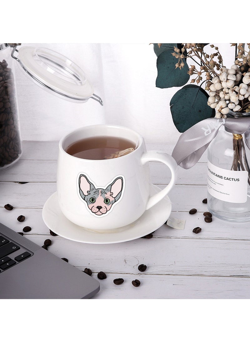 Cute Sphynx Cat Stickers 110Pcs Vinyl Waterproof Hairless Kitty Animal Stickers for Laptops Water Bottles Scrapbook