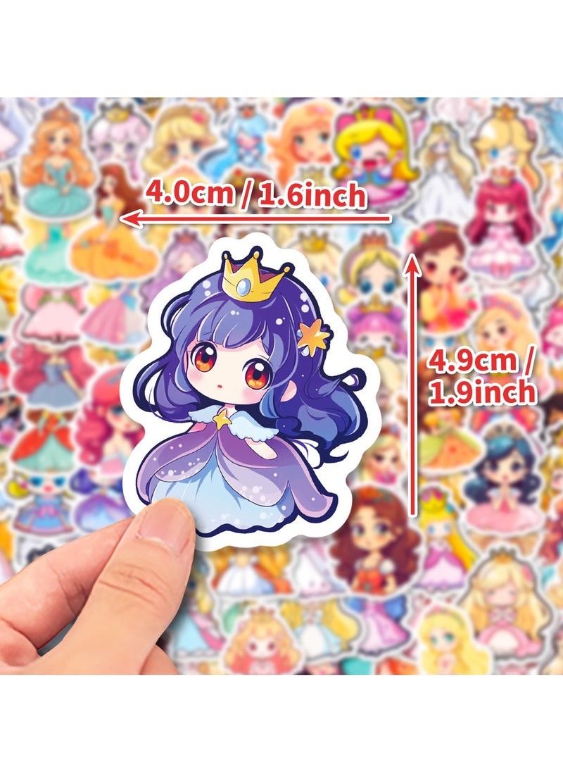 100Pcs Cartoon Princess Stickers for Water Bottles Vinyl Waterproof Cute Cartoon Girls Stickers for Kids Girls Kawaii Rewards Decals for Laptop Hydroflask Scrapbooking