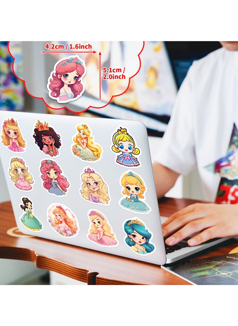 100Pcs Cartoon Princess Stickers for Water Bottles Vinyl Waterproof Cute Cartoon Girls Stickers for Kids Girls Kawaii Rewards Decals for Laptop Hydroflask Scrapbooking