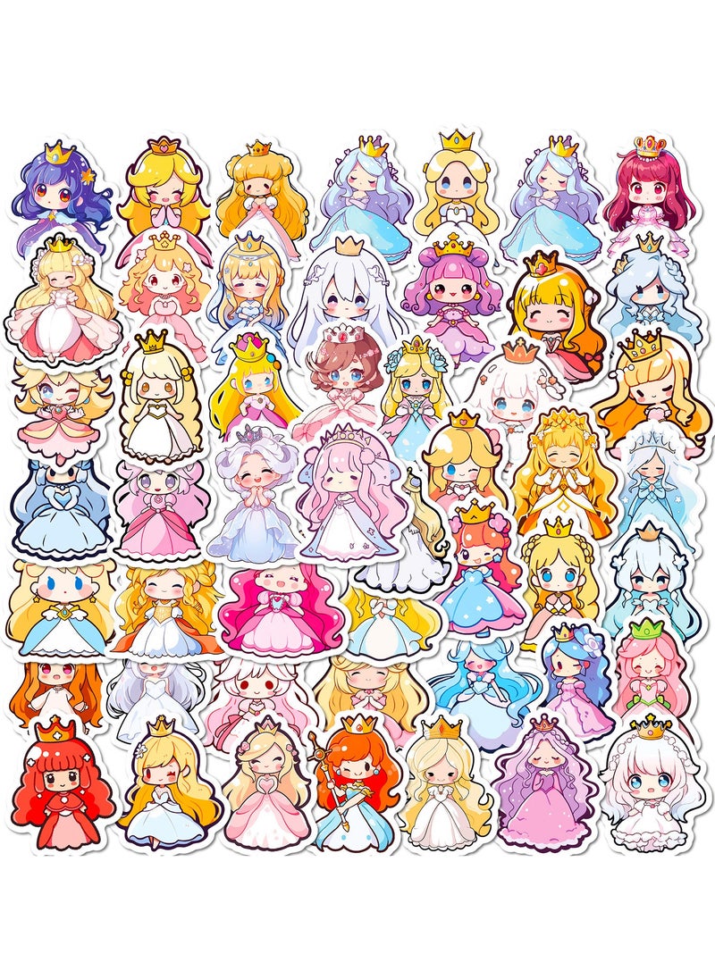 100Pcs Cartoon Princess Stickers for Water Bottles Vinyl Waterproof Cute Cartoon Girls Stickers for Kids Girls Kawaii Rewards Decals for Laptop Hydroflask Scrapbooking