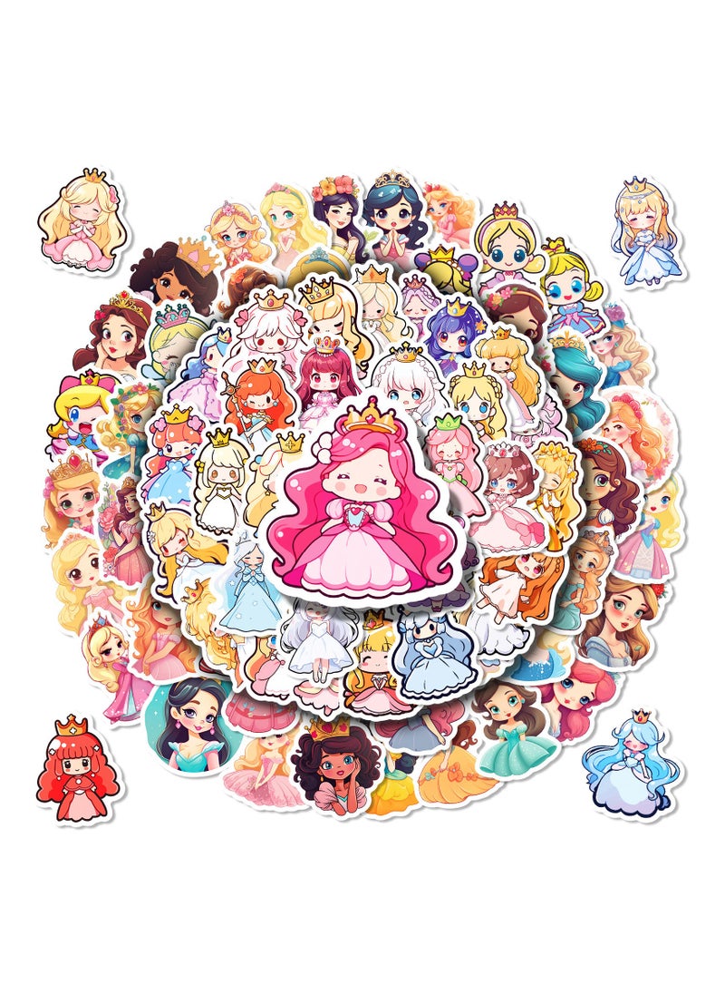 100Pcs Cartoon Princess Stickers for Water Bottles Vinyl Waterproof Cute Cartoon Girls Stickers for Kids Girls Kawaii Rewards Decals for Laptop Hydroflask Scrapbooking