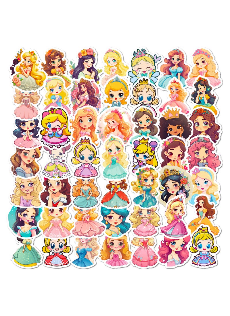 100Pcs Cartoon Princess Stickers for Water Bottles Vinyl Waterproof Cute Cartoon Girls Stickers for Kids Girls Kawaii Rewards Decals for Laptop Hydroflask Scrapbooking