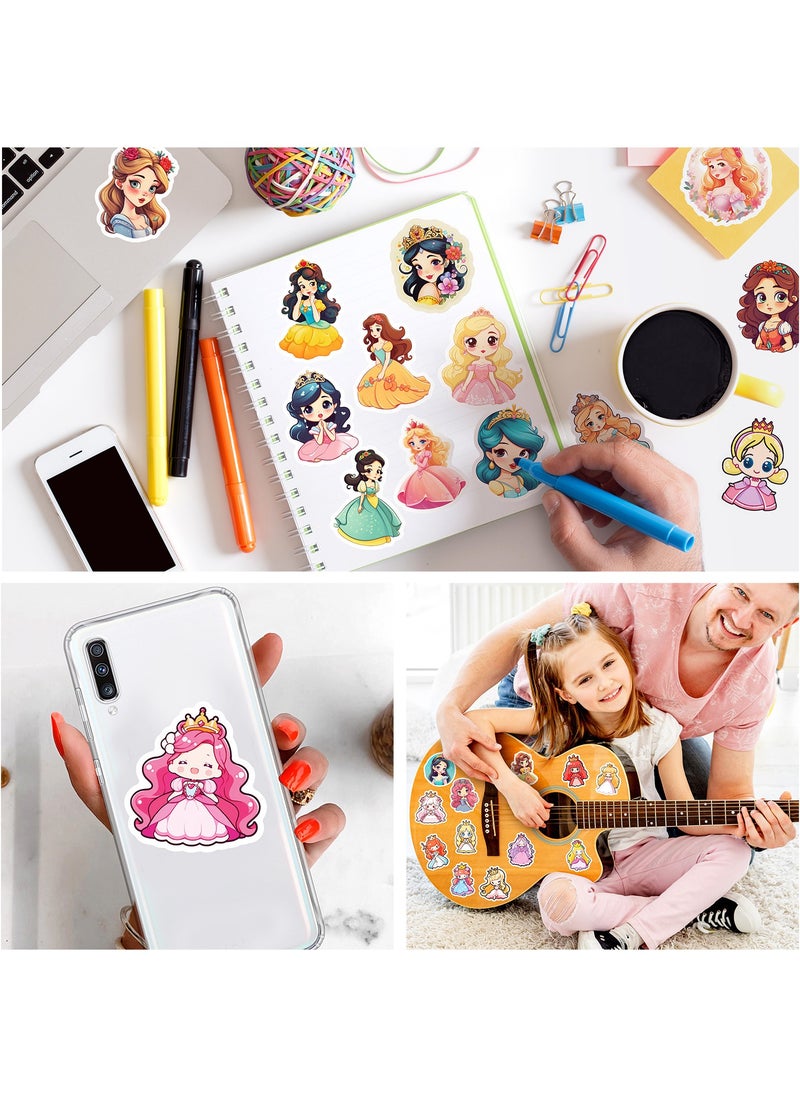 100Pcs Cartoon Princess Stickers for Water Bottles Vinyl Waterproof Cute Cartoon Girls Stickers for Kids Girls Kawaii Rewards Decals for Laptop Hydroflask Scrapbooking