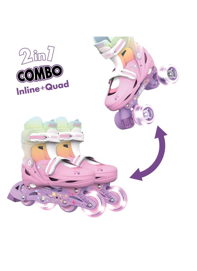 Neon Combo Roller Skates Size 30-33 Rainbow NC48R4