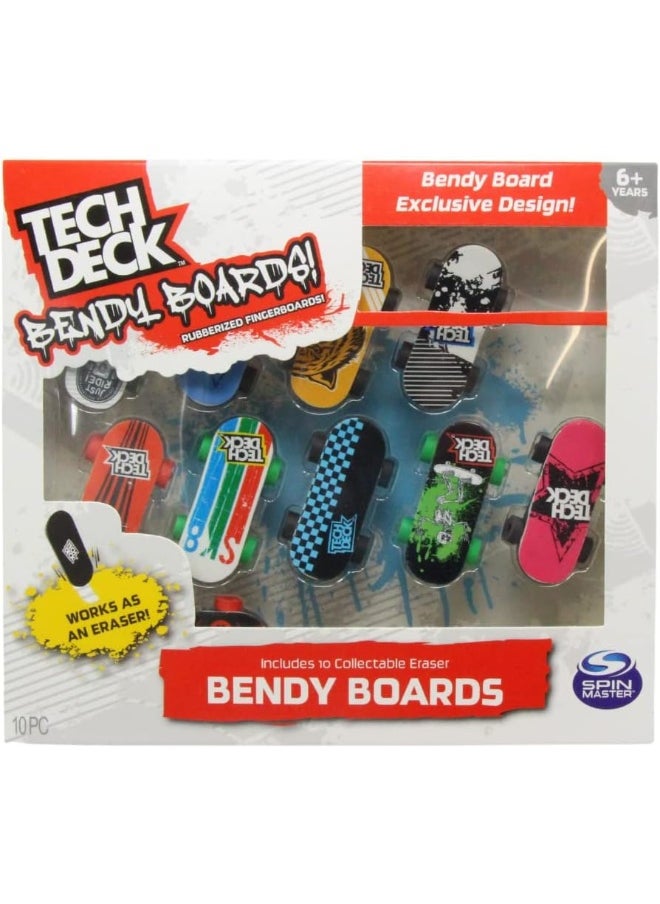 TECH DECK Bendy Boards 5 Piece Set, Rubberized Fingerboards with Working Wheels to Use as Collectible Mini Skateboard Erasers