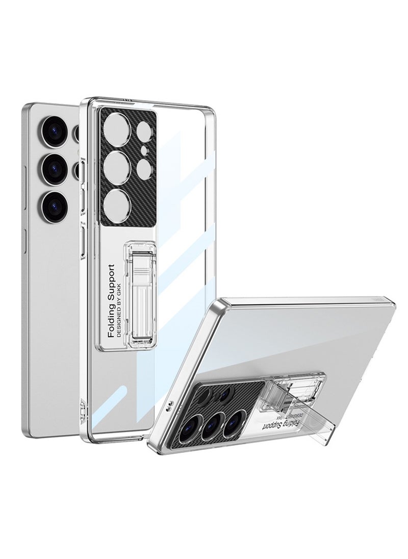 Slim Case for Samsung Galaxy S25 Ultra Case with Kickstand, Raised Full Camera Protector Hard PC Clear Anti-Yellow Thin Anti-Scratch Shockproof Phone Case for S25 Ultra Case Stand (Clear)