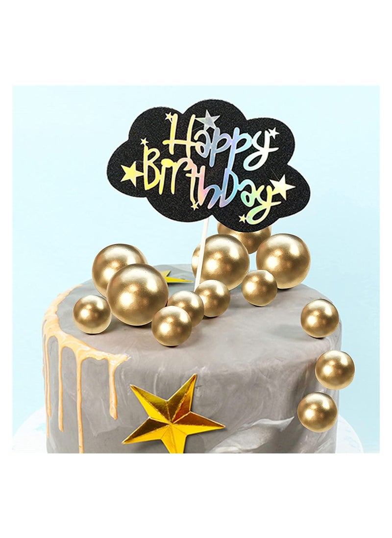 40 PCS Golden Mini Balloons Cake Topper - Foam Cupcake Picks for Wedding, Anniversary,  u0026 Birthday Party Decoration