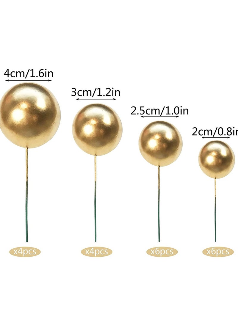 40 PCS Golden Mini Balloons Cake Topper - Foam Cupcake Picks for Wedding, Anniversary,  u0026 Birthday Party Decoration