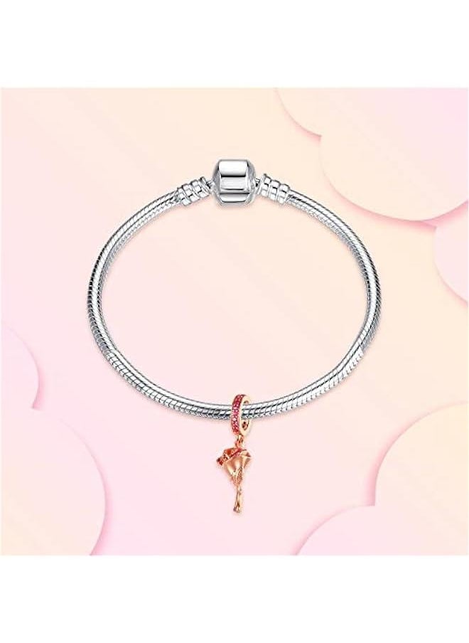 925 Sterling Silver Charms fit Bracelets Necklaces Aniaml Sports Flower Carton Beads with 5A Cubic Zirconia Christmas Valentine Mother's Day Giftfor Women
