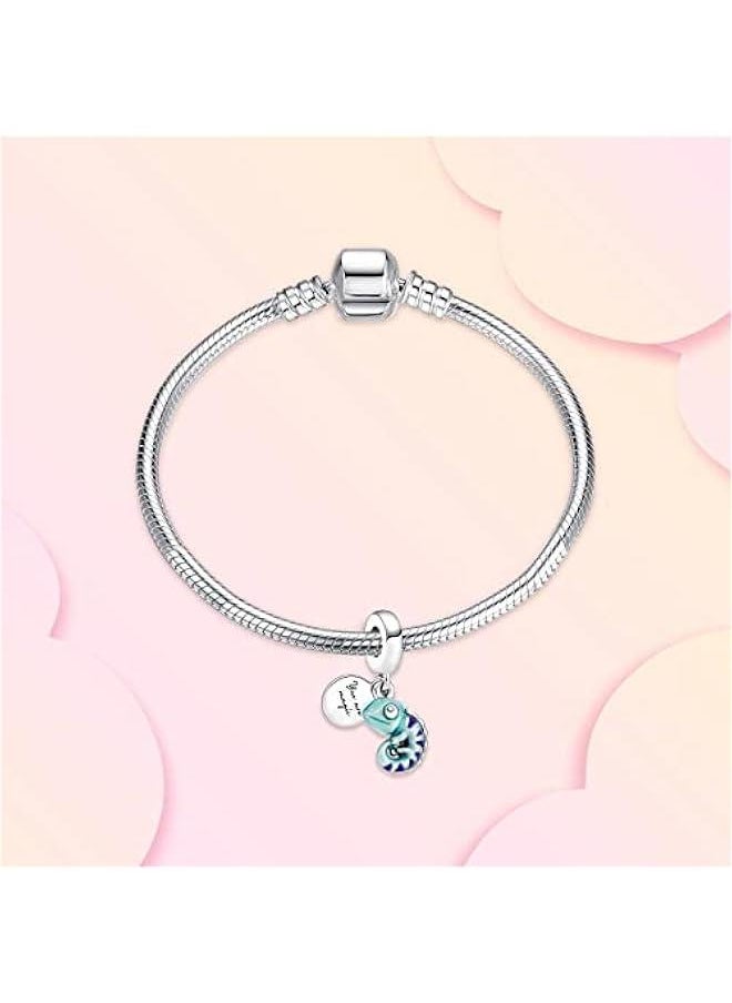 925 Sterling Silver Charms fit Bracelets Necklaces Ocean Animal Beads with 5A Cubic Zirconia Christmas Mother's Day Gift Charms for Women