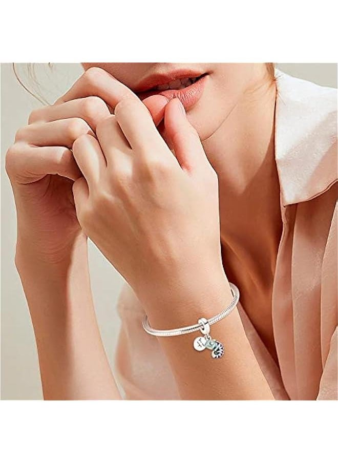 925 Sterling Silver Charms fit Bracelets Necklaces Ocean Animal Beads with 5A Cubic Zirconia Christmas Mother's Day Gift Charms for Women