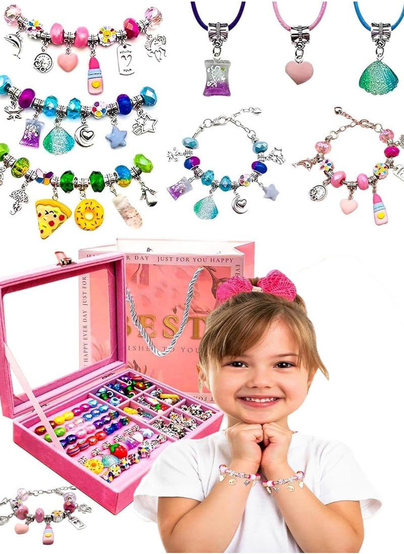 Bracelet Making Kit for Girls, Charm Bracelets Kit with 66pcs Beads with Jewelry Box, Elegant Clay Set for DIY Craft, Learning Toy Gift for Adolescent u0026 Kids, for 8-12 Years Old