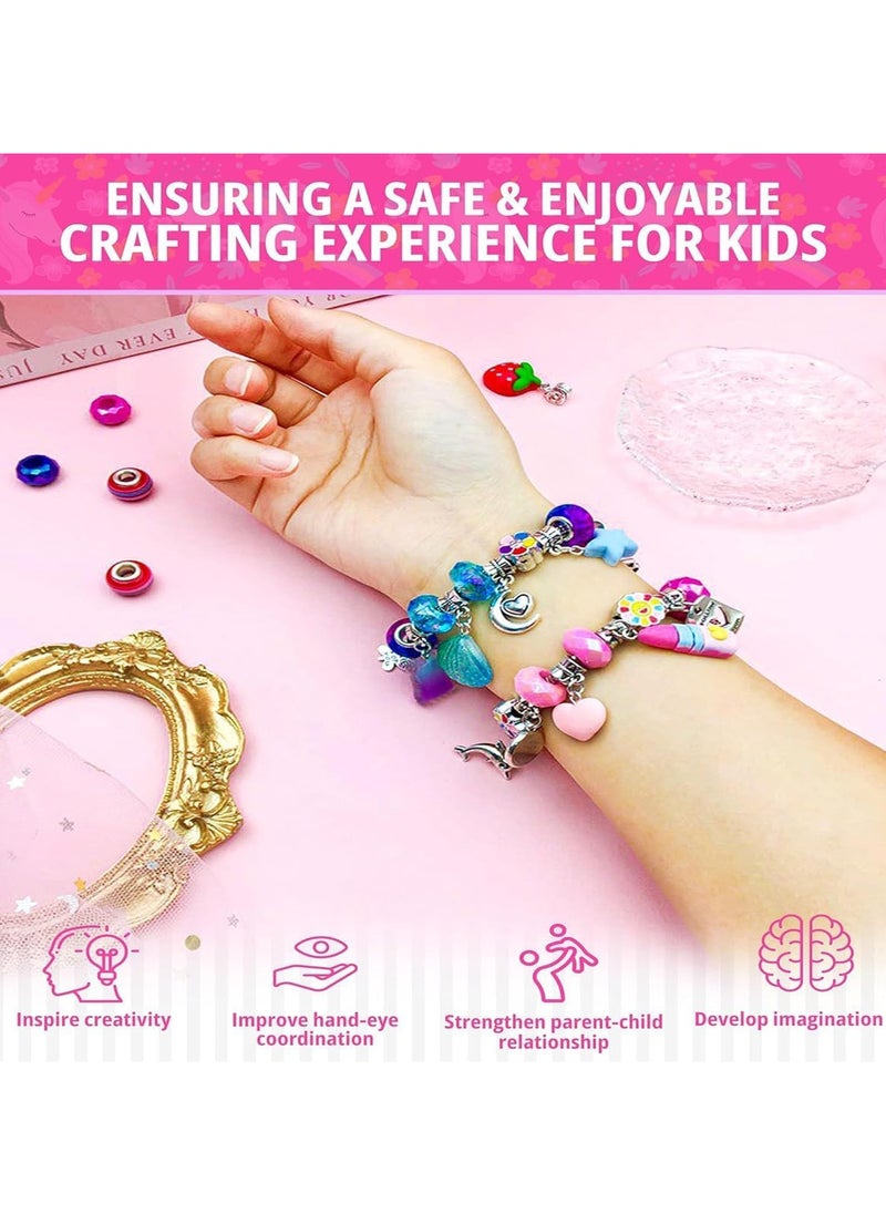 Bracelet Making Kit for Girls, Charm Bracelets Kit with 66pcs Beads with Jewelry Box, Elegant Clay Set for DIY Craft, Learning Toy Gift for Adolescent u0026 Kids, for 8-12 Years Old